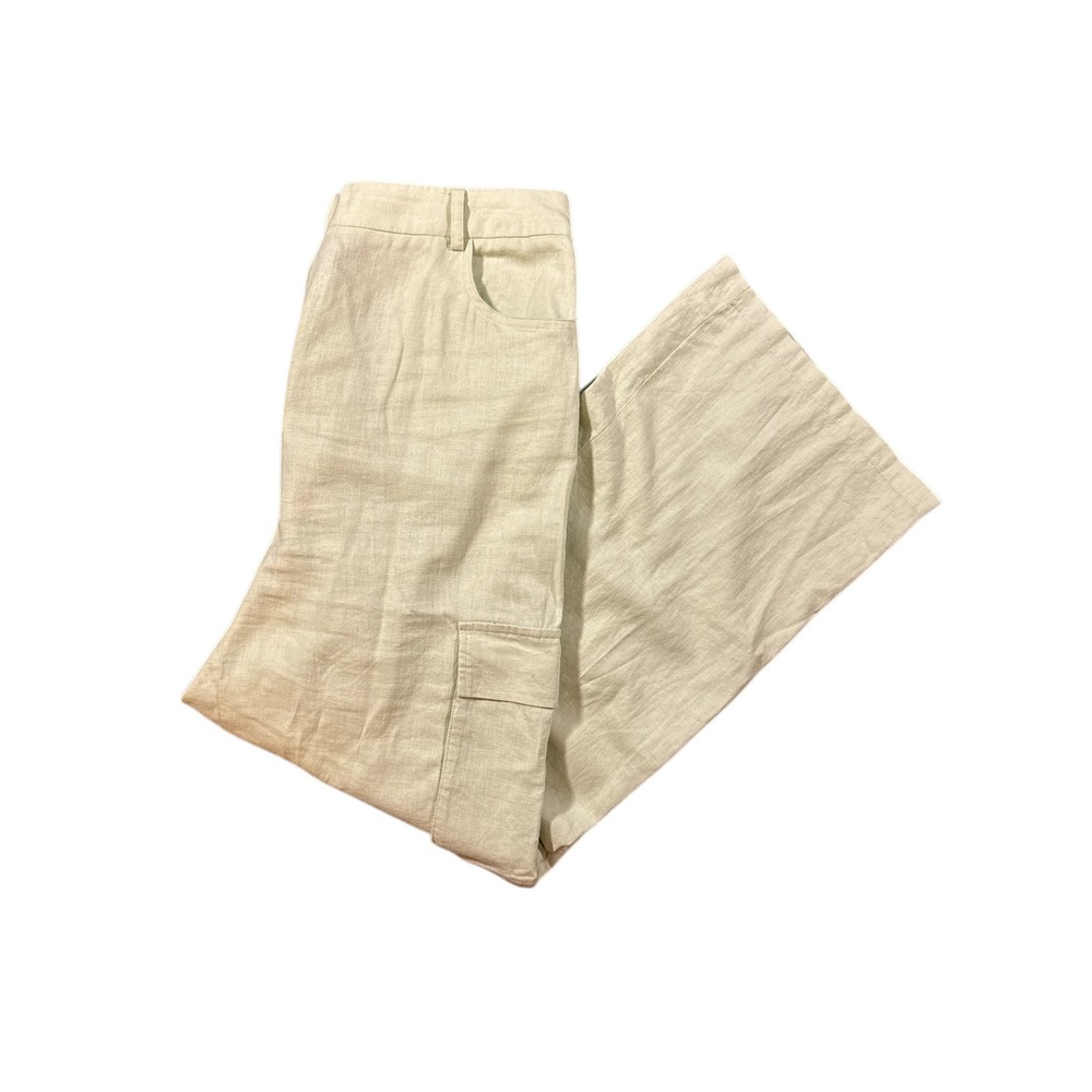 Sincerely Jules Linen Blend Cargo Pants Wide Leg  Sage Mist‎ Women's L